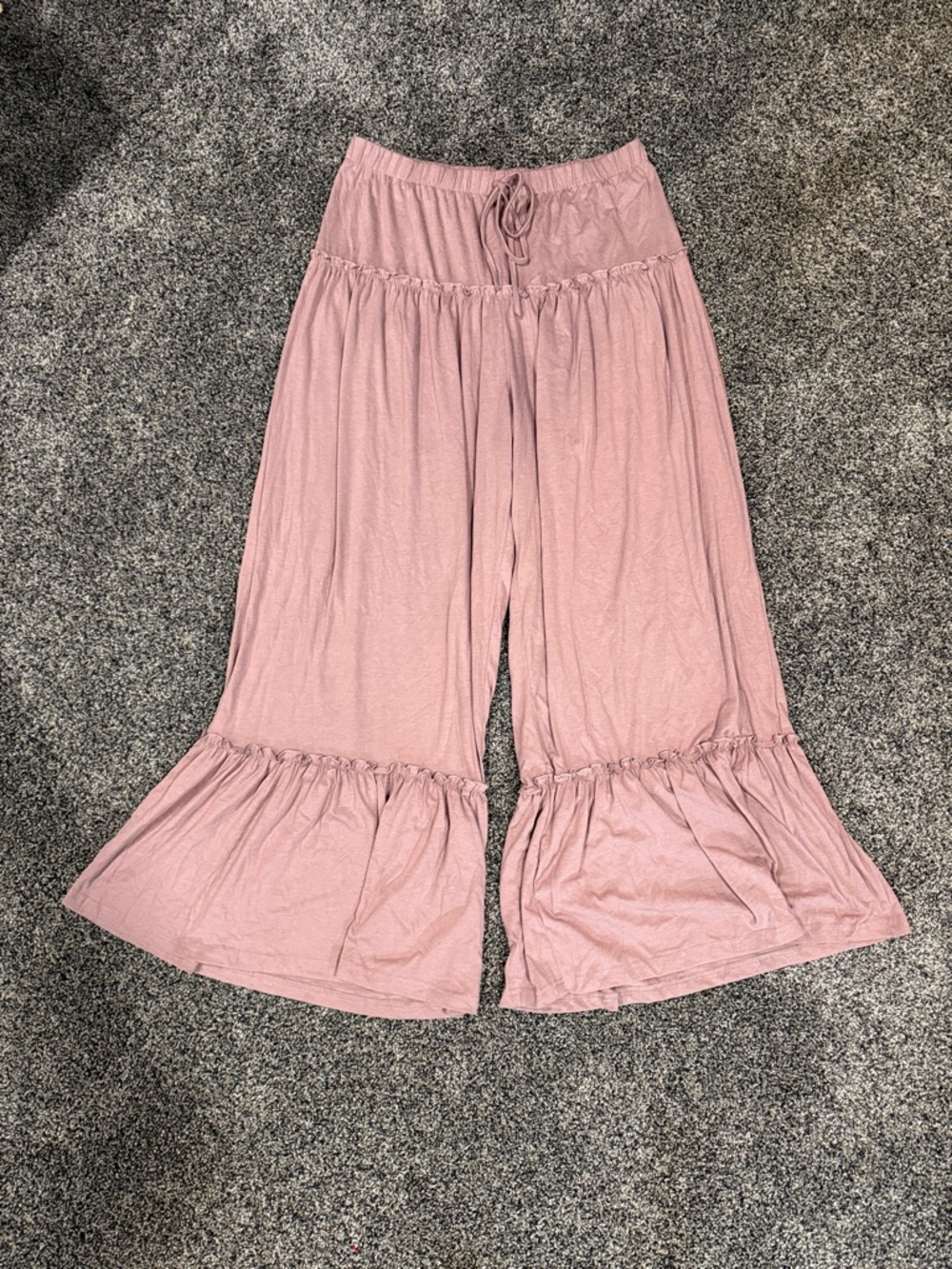 Women's Dusty Rose Flared Ruffle-Hem Pants